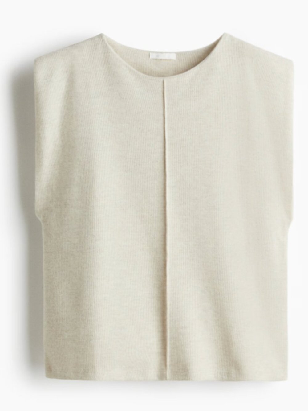 HMK Knit Shoulder Pad Top - Beige